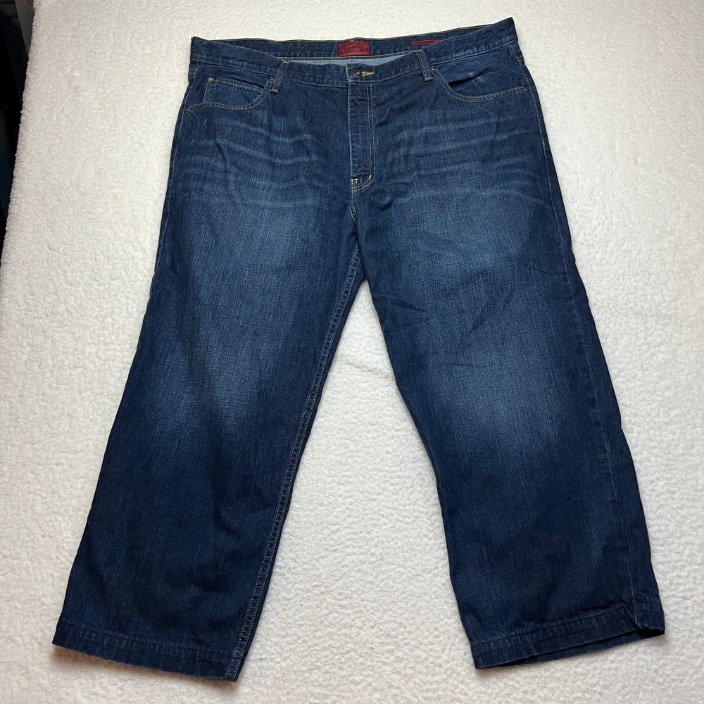 Foundry Supply Co Jeans Mens 44x29 Blue Flex Denim Straight Leg Dark Wash Pants - Picture 2 of 10